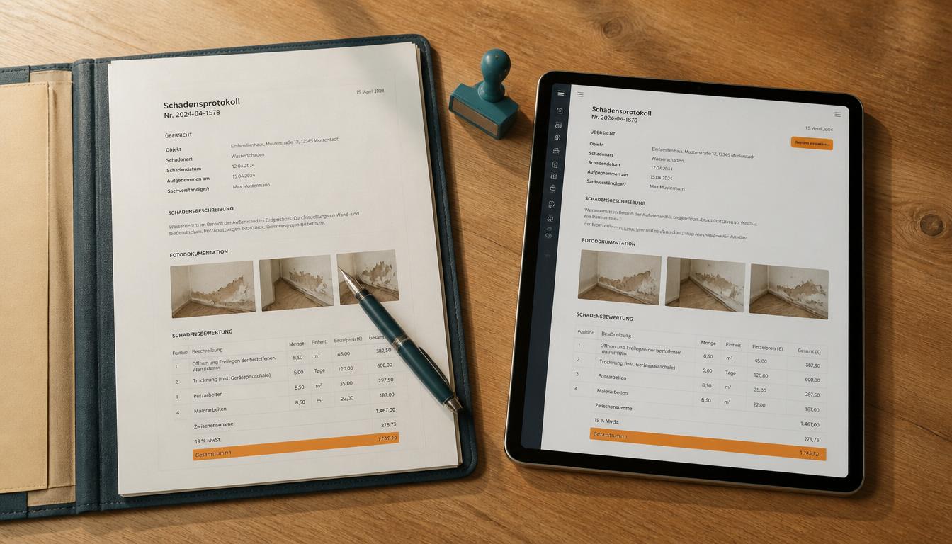 Schadensakte analog und digital – Brücke zwischen Papier-Bericht und Tablet